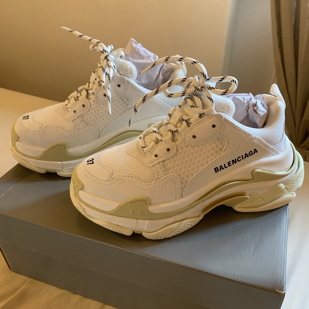 Balenciaga White and Cream Sneakers